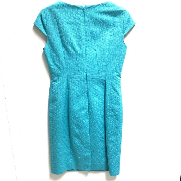 Alex Marie Womens Sheath Midi Dress Sz 4 Retro Turquoise Jacquard - Picture 3 of 7